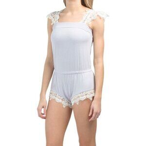 Made In Usa Pretty Lace Trim Lounge Romper Size XS